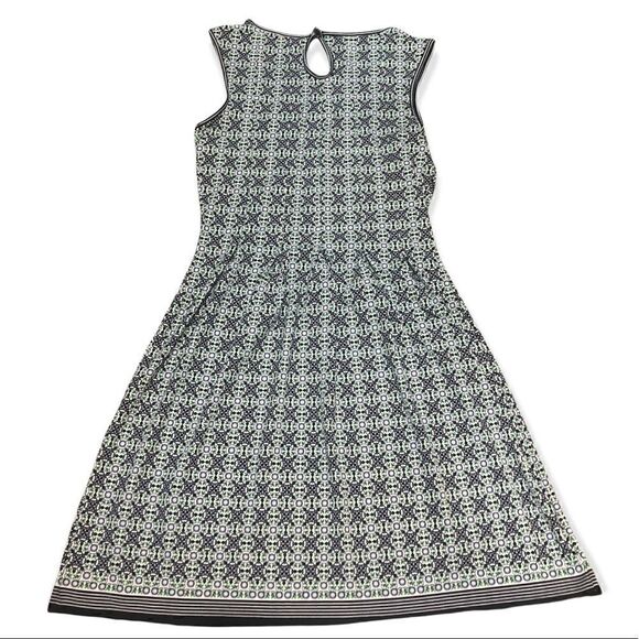 MAX STUDIO FIT & FLARE SLEEVELESS SHEATH GEO LEAF ROSETTE PATTERN KEYHOLE XS - Picture 4 of 9